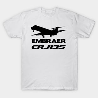 Embraer ERJ135 Silhouette Print (Black) T-Shirt